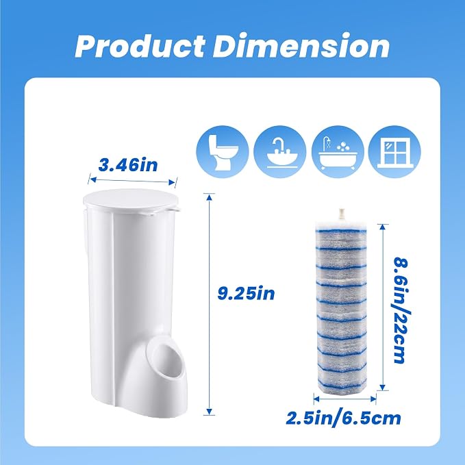 Toilet Wand Holder (No Wand) 1 Caddy & 10 Packs Brush Refills Only, Disposable Brush Kit, Stand Toilet Cleaning Starter Kit, Wall Mounted Storage Caddy, Refills Container for Cleaning Supplies
