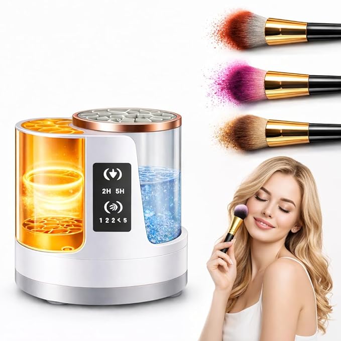 Automatic Makeup Brush Cleaner Machine with Automatic Cleaning and Drying Functions Portable Makeup Brush Cleaner for All Size of Makeup Brushes Gifts for Makeup Lovers