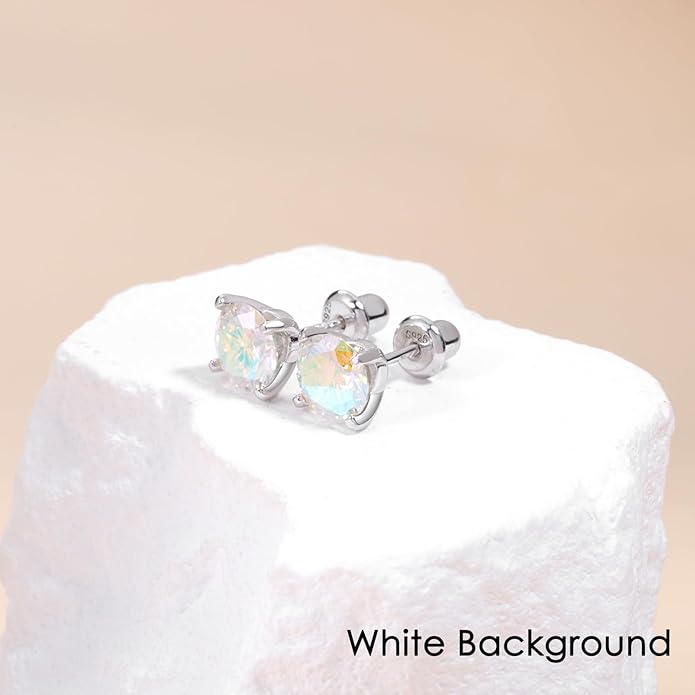 Moissanite Screw Back Earrings Studs - 0.2CT-4CT Moissanite Earrings for Women 925 Sterling Silver Piercing Real Colorful Moissan Hypoallergenic Jewelry Ear Stud Gifts