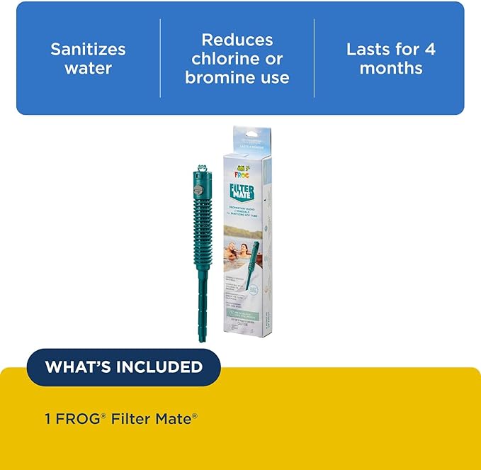 FROG Filter Mate for Hot Tubs - Prefilled Sanitizing Mineral Dispenser Stick - Easy Installation into Filters for Easy Hot Tub Treatment & Water Maintenance