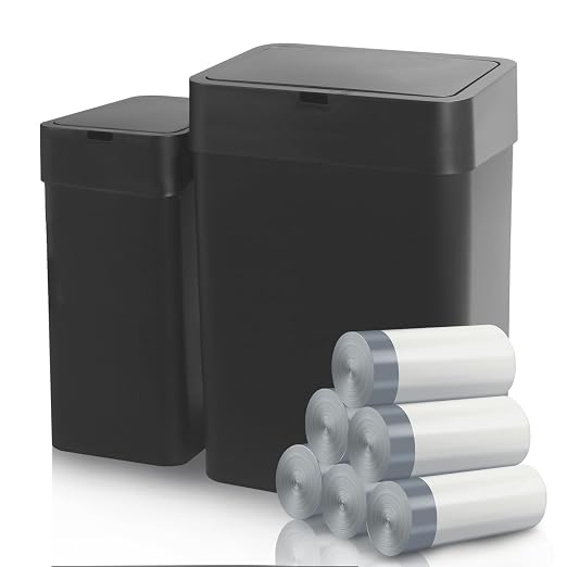 ELPHECO 2.5 Gallon + 4 Gallon Bathroom Trash Can with 120 Counts Trash Bags