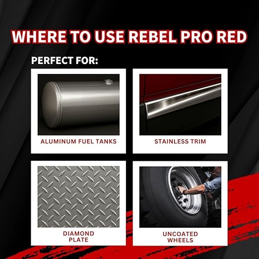 Renegade Products USA Pro Red Liquid Metal Polish - Heavy Cut Aluminum Metal Polish High Luster on Rims, Wheels, Tanks, Bumpers, Aluminum & Stainless Steel 24 Oz Bottle