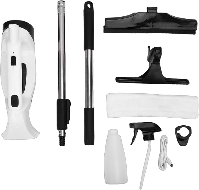 Window Vacuum Squeegee Cordless, Strong Suction Handheld Electric Window Cleaning Tool with Wastewater Collection for Shower Wall, Glass, Mirror, Countertop, Tiles, Car