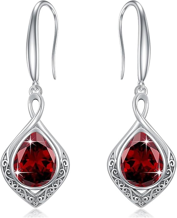 PELOVNY Celtic Knot Filigree Earrings for Women 925 Sterling Silver Moss Agate/Birthstone Infinity Earrings Birthday Christmas Jewelry Gifts for Mom Daughter Wife Sister