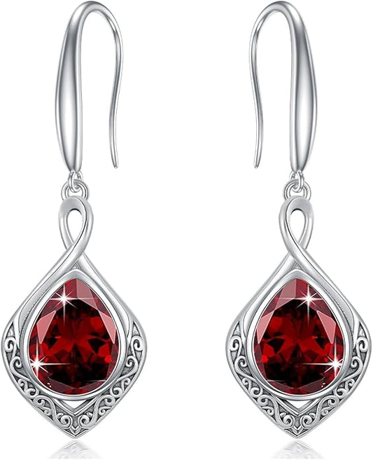 PELOVNY Celtic Knot Filigree Earrings for Women 925 Sterling Silver Moss Agate/Birthstone Infinity Earrings Birthday Christmas Jewelry Gifts for Mom Daughter Wife Sister
