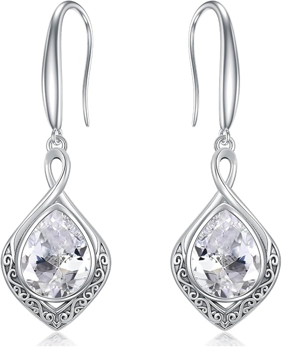 PELOVNY Celtic Knot Filigree Earrings for Women 925 Sterling Silver Moss Agate/Birthstone Infinity Earrings Birthday Christmas Jewelry Gifts for Mom Daughter Wife Sister