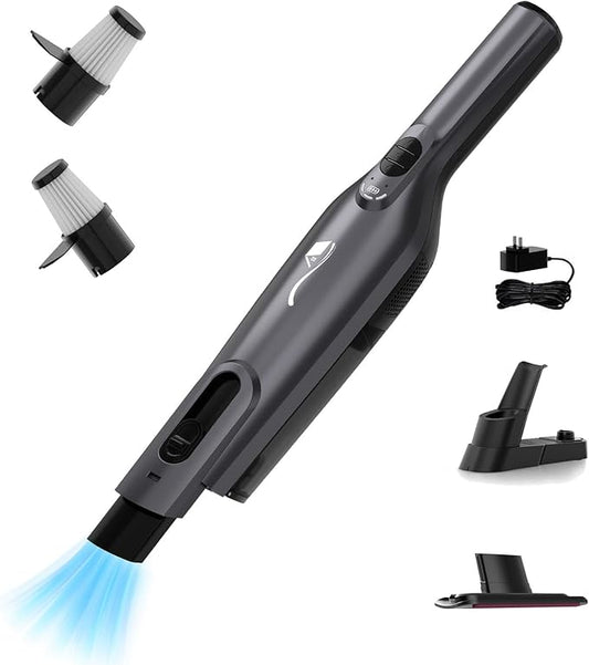 Cordless Handheld Vacuum, Lightweight Portable Hand Vacuum Cleaner with LED Light,Rechargeable Hand Held Vacuum with One-Touch Empty, Powerful Suction for Office, Home,Car, Charcoal