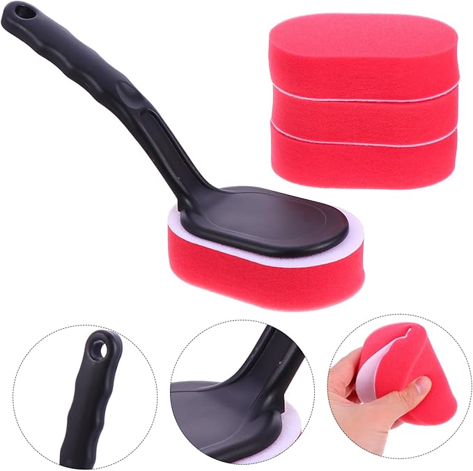 Healifty 10pcs Car Cleaning Brush Set Auto Waxing Sponge Brush for Tire Shine Replacement Heads for Easy Use