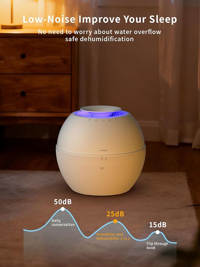 Dehumidifier & Humidifier 2-in-1 with Purifier, 101oz Tank, Whisper-Quiet Smart Steam Control for Bedroom, Baby Room, or Basement, Includes Drain Hose