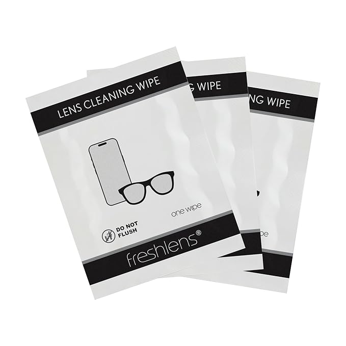 Freshends Lens Cleaning Wipes - 50 Soft & Lint Free Towelettes - Eye Glass Cleaners Individual Packets - Pre-Moistened Lens Wipes For Eyeglasses, Tablets, Camera & Cellphone Screens