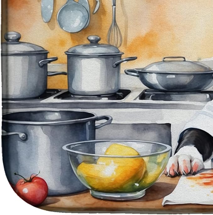 Caroline's Treasures DAC6215DDM Boston Terrier The Chef Dish Drying Mat Absorbent Dish Drying Mat Pad for Kitchen Counter Dish Drainer Mat for Countertop, 14 x 21", Multicolor