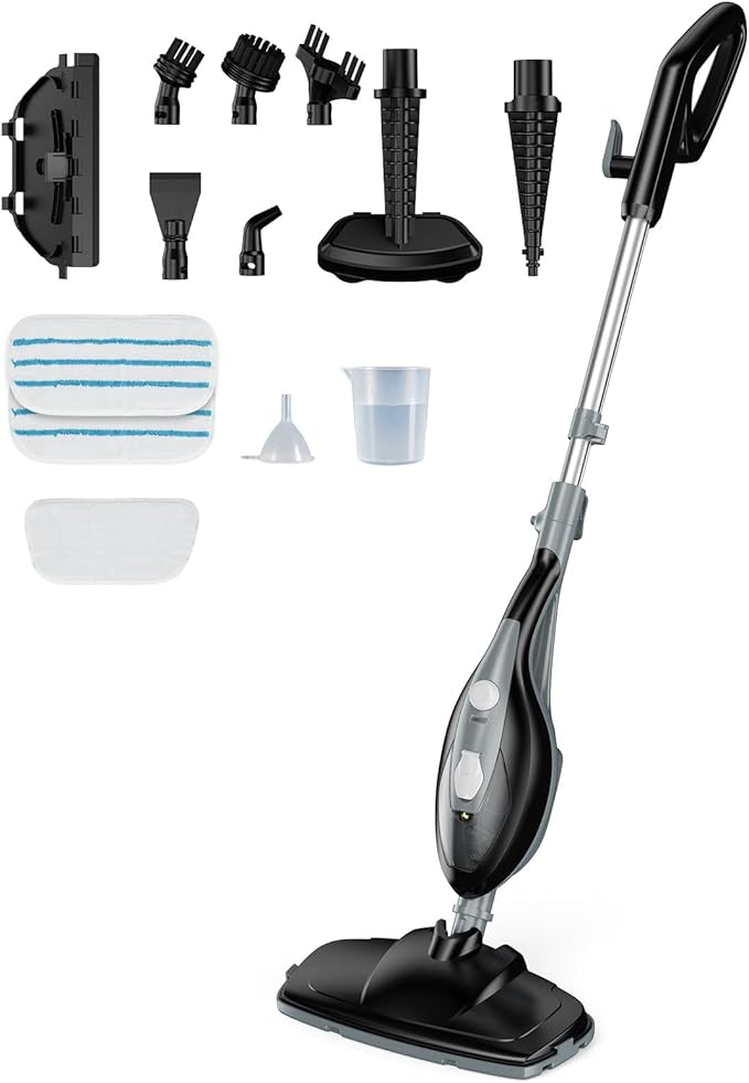 14-in-1 Steam Mop, 1550W Detachable Handheld Steam Cleaner for Floor Cleaning, 16.4 FT Cord, 2 Washable Pads, Multi-Purpose Floor Steamer for Hardwood, Carpet, Tile, Grout