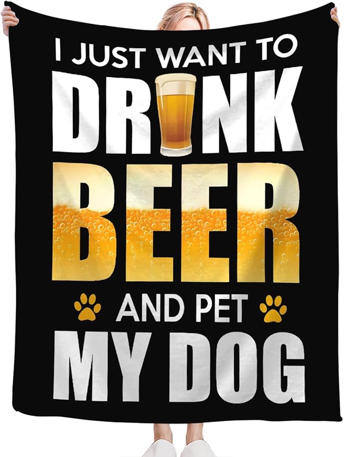 Tijuboni Beer Throw Blanket Beer Gifts for Men Women Adults Soft Flannel Fleece Blanket for Couch Sofa Bed Home Decor 50"x60"
