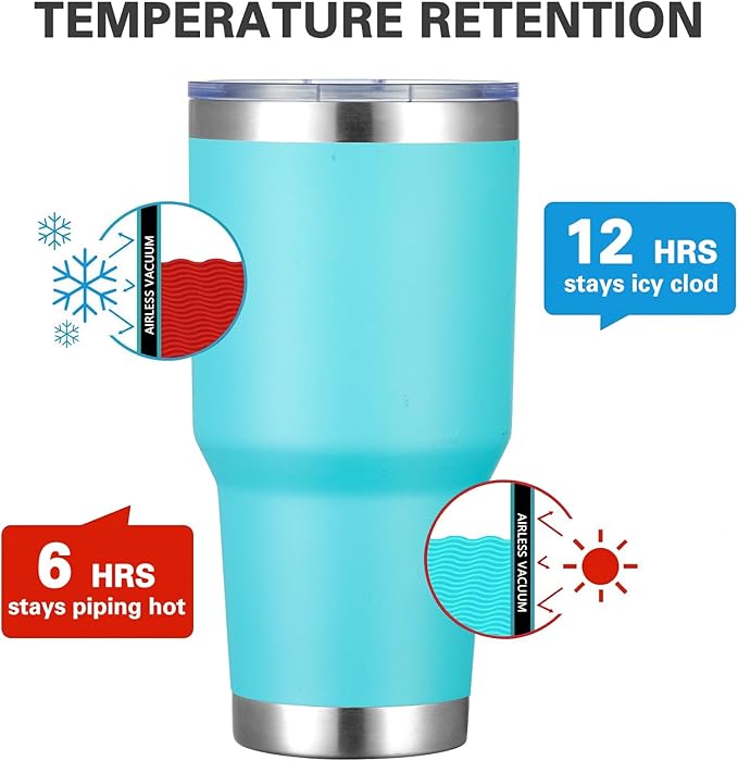 MEWAY 30oz Tumbler Double Wall Vacuum Insulated Travel Mug, Stainless Steel Tumbler with Lid, Durable Powder Coated Insulated Coffee Cup for Cold & Hot Drinks (Lake Blue,1 PACK)