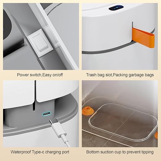 MOPALL 3.5 Gallon Motion Sensor Trash Can Automatic Touchless +3.3 Gallon Slim Garbage Can with Press-Top Lid