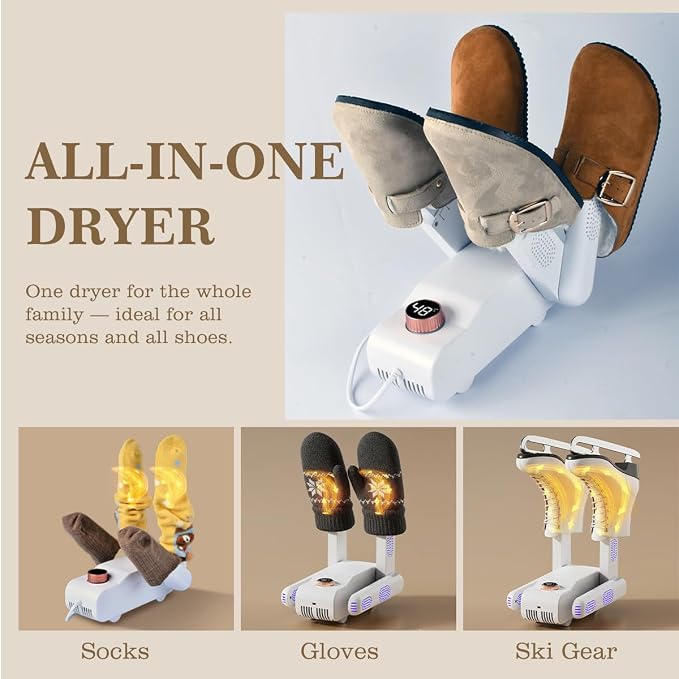 Shoe Dryer with Warm Air, Portable Boot Dryer Deodorizer for Sneakers | Warm air drying for shoes, helps reduce moisture and odor, portable design for home and travel, quiet operation for daily use