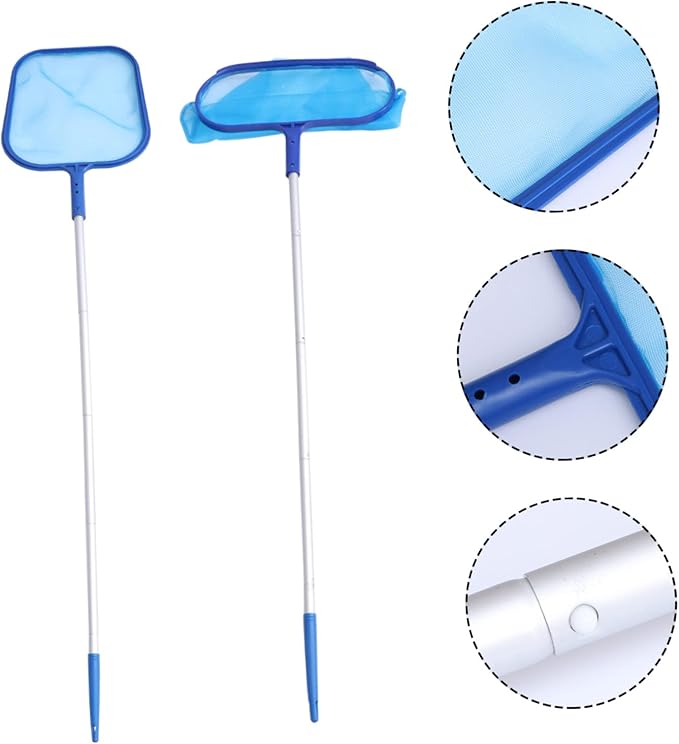 LIOOBO 3sets Telescopic Aluminum Pool Catching Skimmer Deep Nets for Cleaning Swimming Pools Ponds and Spas and Convenient Design