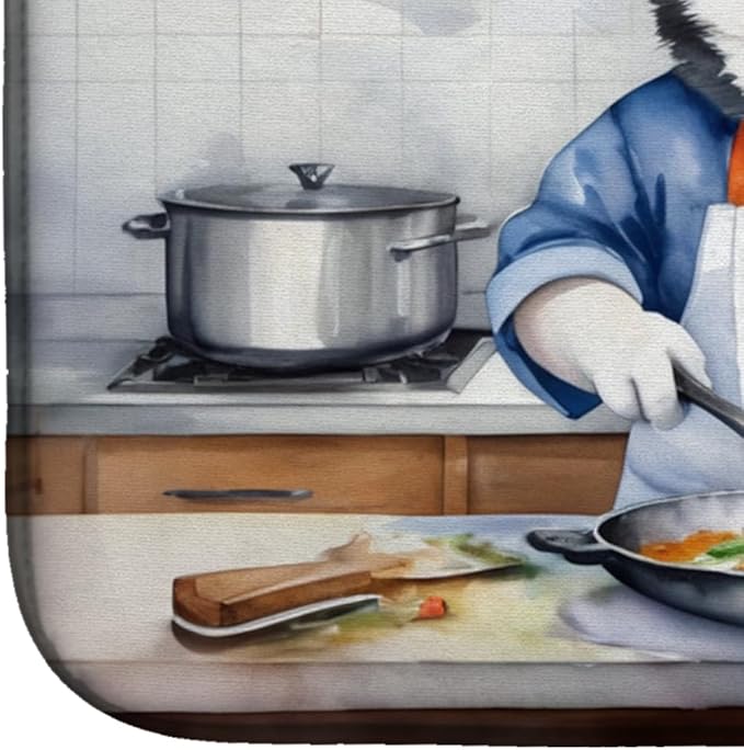 Caroline's Treasures DAC6328DDM Siberian Husky The Chef Dish Drying Mat Absorbent Dish Drying Mat Pad for Kitchen Counter Dish Drainer Mat for Countertop, 14 x 21", Multicolor
