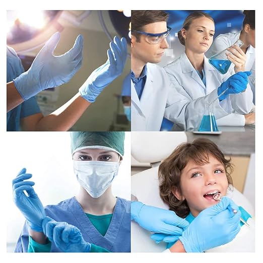 Basic Medical Synmax Vinyl Exam Gloves - Latex-Free & Powder-Free - Small, BMPF-3001 Blue 2 Boxes of 100