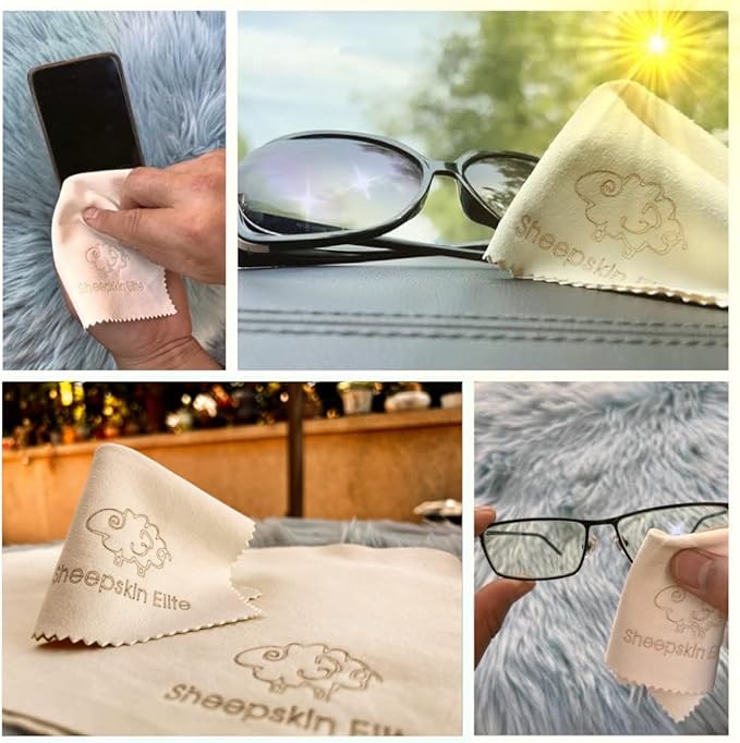 Natural Chamois Leather Eyeglass Cleaning Cloth Camera Lens Cleaning Cloths Screen Cleaning Cloth Glasses Cleaning Cloth Tablets Chamois Cleaning Cloths for Eyeglasses (3 Packs, 2 Large, 1 Small)
