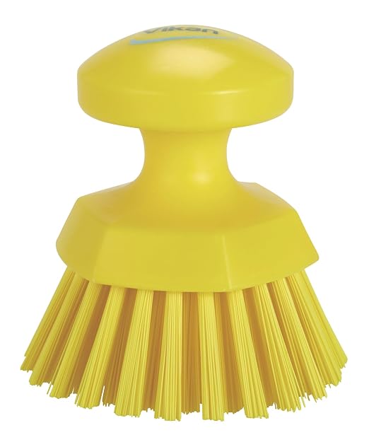 Vikan 38856 Brush,Scrub,Round,Stiff,5",PP/PBT,Yellow