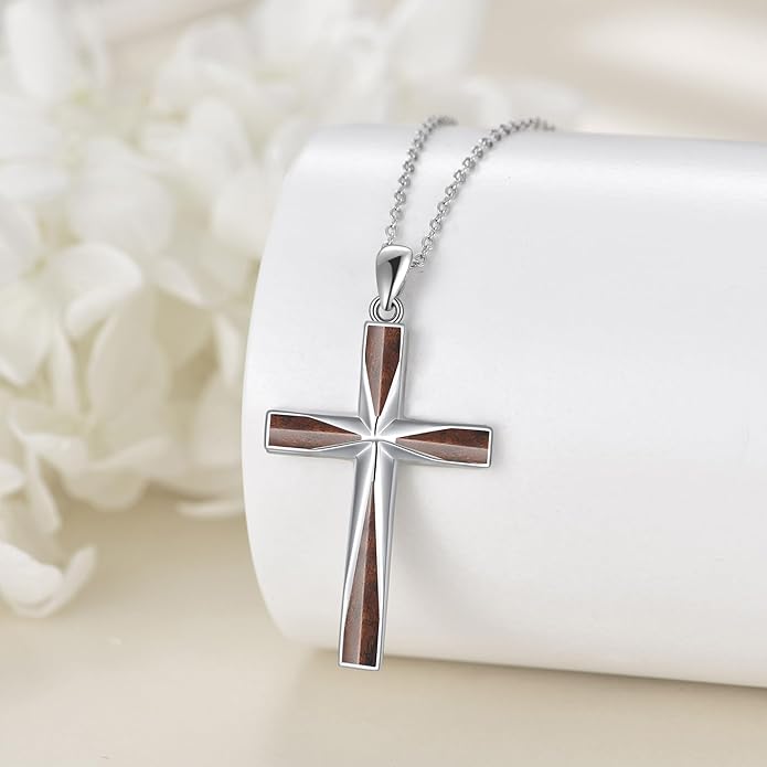ONEFINITY Religious Cross Pendant Necklace Sterling Silver Origami Cross Pendant Gifts for Women Men Jewelry