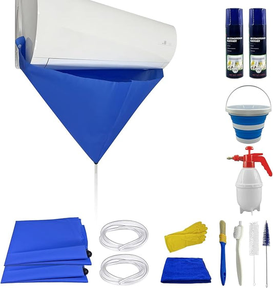 Mini Split Cleaning Kit for Air Conditioner,2 Bottles of air Conditioner Cleaner,2 Air Conditione Waterproof Bag, 4 Wall Mounted Air Conditioner Cleaning Tools,1 Spray Bottle etc.