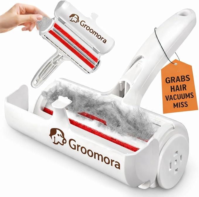 Pet Hair Remover Roller - Reusable Lint Roller for Dog & Cat Hair on Furniture, Couch, Carpet, Clothing - Eco-Friendly Portable Fur Remover Tool - Manual Operation - Plastic - White