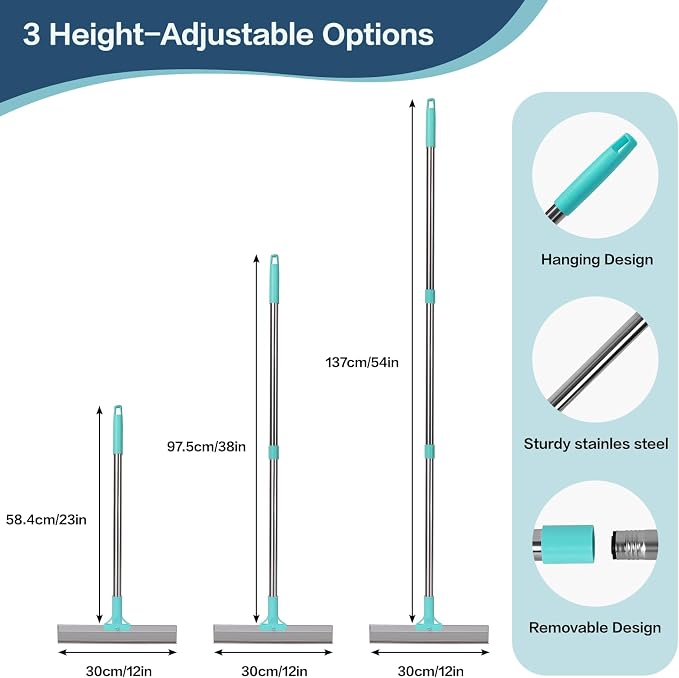 3 in 1 Carpet Rake for Pet Hair Removal, Reusable Pet Hair Remover Broom with 54" Adjustable Long Handle, Dog Cat Carpet Scraper Brush Tool Kit for Cleaning, Dog Fur Broom for Rugs, Mats, Couch