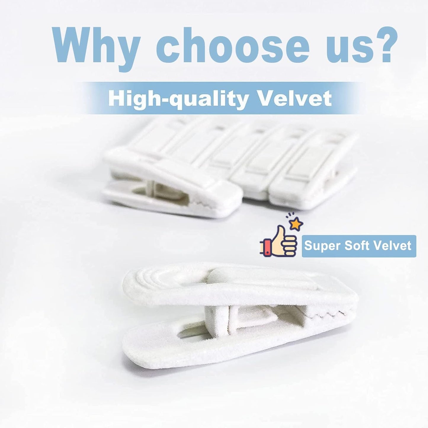 White Velvet Hangers Clips 40 PCS, Pants Hangers Velvet Clips Easily Add to Velvet Hanger, Skirt Suit Pants Clothes Velvet Hangers, Baby Kids Hangers Clips