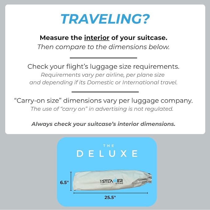 Deluxe | Adjustable Standing Garment Steaming Rack with Hanger | Fast, Foldable, Portable Clothes Steam Ironing Solution for Travel & Home