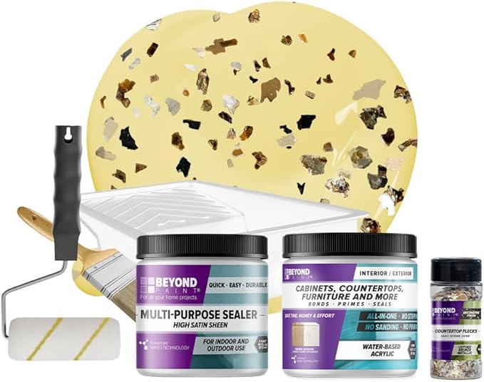 Beyond Paint Oxford Bronze Flecks Countertop Makeover Kit with Paint, Sealer, Flecks, and Tools for Countertops, Buttercream