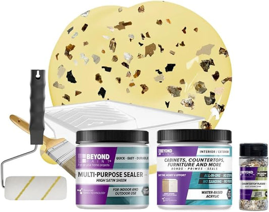 Beyond Paint Oxford Bronze Flecks Countertop Makeover Kit with Paint, Sealer, Flecks, and Tools for Countertops, Buttercream