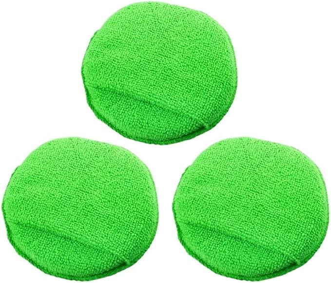 Microfiber Car Applicator Pads Advanced Car Paint Polishing and Waxing Sponges Cars Paint and Cockpit Detailing Care Tool(3PCS Green)