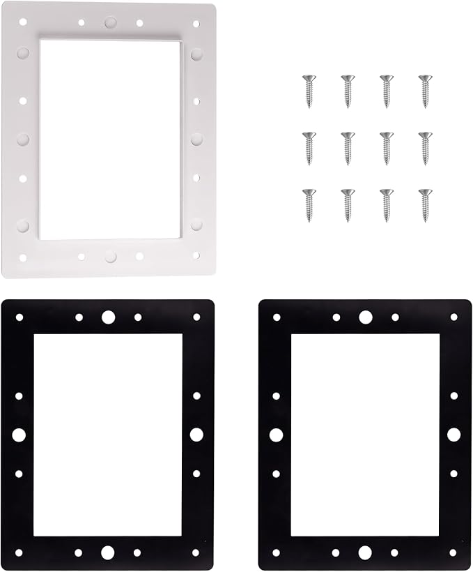 SPX1084L Skimmer Faceplate & SPX1084B Fiber Gaskets Compatible with Hayward 1084 Skimmer (White 8 1/2” x 10 3/4” Outside)