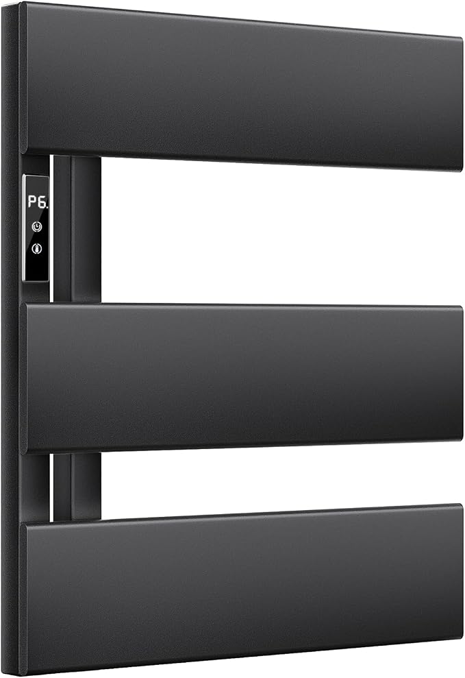 Electric Towel Warmer with Smart LED Timer, Modern [2/3/4] Bar Large Panel Heated Towel Rack, Wall-Mounted Plug-in/Hardwired 2-in-1, Rapid Warmth for Bathrooms, [Matte Black/Alpine White]