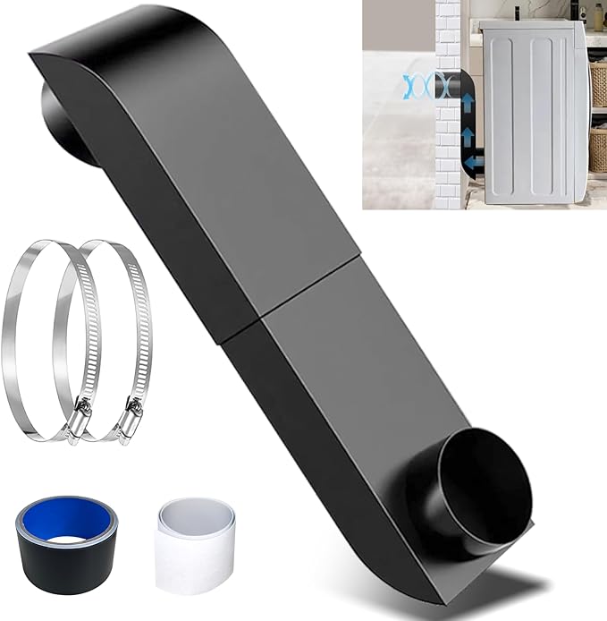Stainless Steel Adjustable Periscope Dryer Vent Kit (9.5-14.5") - Low Profile 4 Inch Telescoping Duct for Tight Spaces - Flat & Slim Universal Fit for Whirlpool- Fire-Safe Offset Design