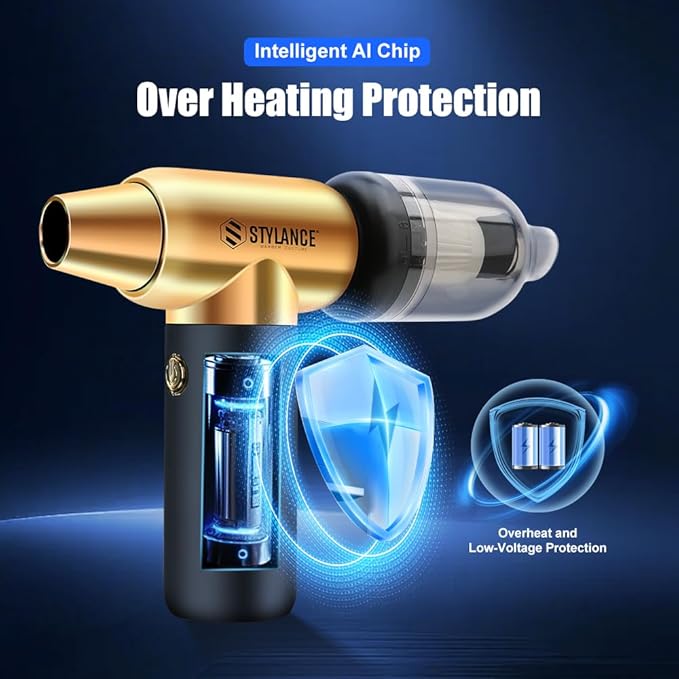 Compressed Air Duster,110000RPM Electric Air Duster, Mini Blower Jet Dry Blower for Computer, Keyboard, Car, Home, Outdoor Cleaning, Type-C (Gold)