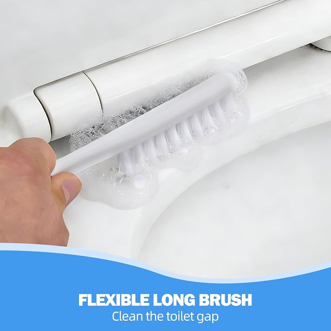 2 Pack Toilet Brush and Plunger Set, 3 in 1 Toilet Bowl Brush and Holder with Crevice Cleaning Brush Wall Mounted Household Bathroom Cleaning Tools Combo (2 Pack)
