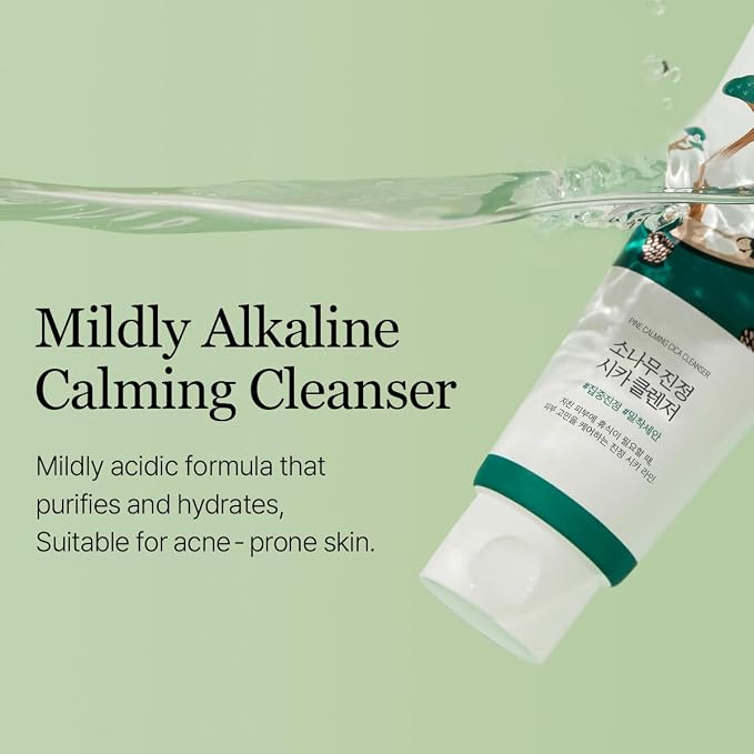 ROUND LAB Pine Calming Cica Cleanser 5.07 Fl Oz – Acne Face Wash with Salicylic Acid, BHA & LHA for Sensitive Skin, Soothing Cica + Hydrating Hyaluronic Acid, Gentle Foaming Cleanser, 150ml