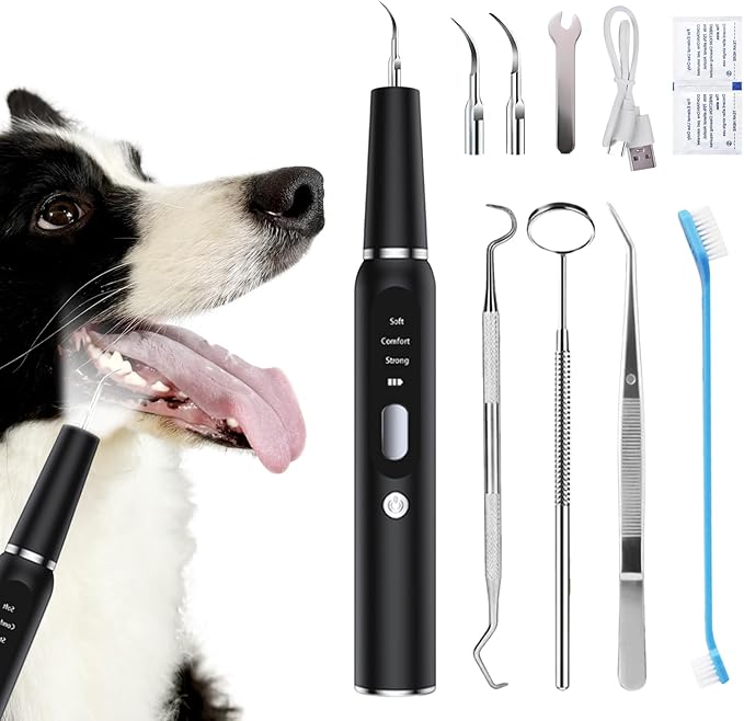 TroisAmis Dog Ultrasonic Plaque Remover for Teeth, Tooth Scaler for Dogs, Dog Teeth Cleaning Kit - Teeth Cleaner with LED Light，Canident Dog Tartar Remover, Electronic Dog Toothbrush, Protect Gums