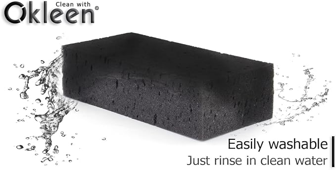 Big Sponge. Made in Europe. 6 Pack, Black. 8.9x4.3x2.4 Inch Extra Large Odorless Commercial Sponge for All Purpose Cleaning