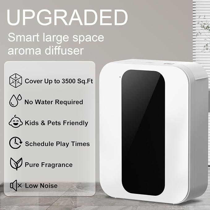 Hotel Scent Diffuser Kit, Includes 2 Premium Oils, House Scent Machine, 500ml Large Capacity Aromatherapy Machine, Cover 3500 Sq.Ft, Waterless Essential Oil Diffusers for Home Large Room, Office-White