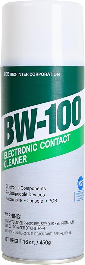 BW-100 Non-Flammable Electronic Contact Cleaner Aerosol Spray- Safely Cleans Joycons, Computers, PCB, and More - Removes dust, dirt and contaminants on contacts - Quick Dry| 16oz/450g