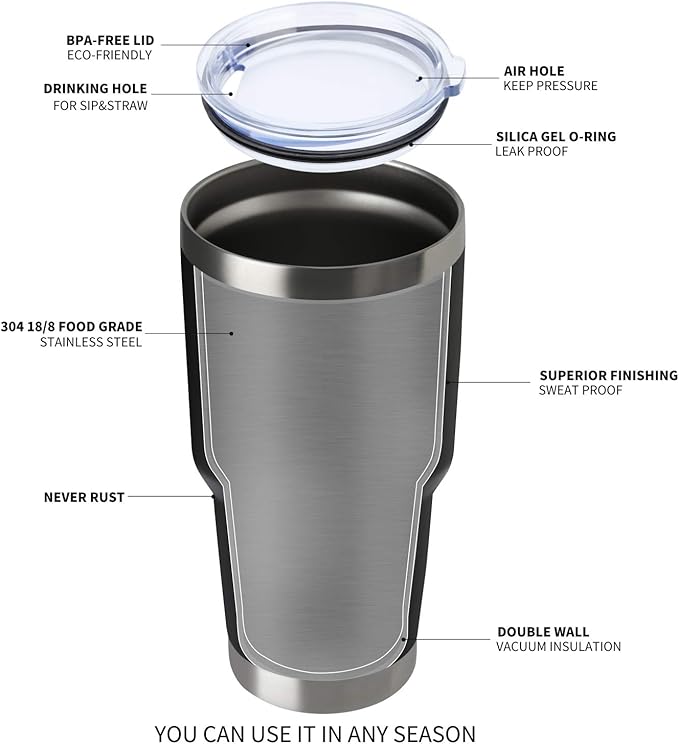 MEWAY 30oz Tumbler Double Wall Vacuum Insulated Travel Mug, Stainless Steel Tumbler with Lid, Durable Powder Coated Insulated Coffee Cup for Cold & Hot Drinks (MIX,8 PACK)