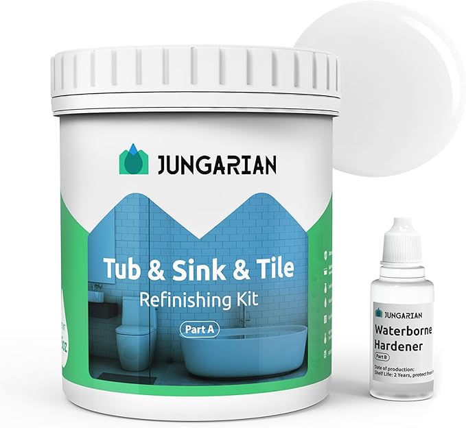 Tub and Tile Refinishing Kit 17.5oz, Low Odor Countertop Paint, Shower Sink Paint for Bathroom Kitchen, 50-55sq.ft Semi-Gloss White