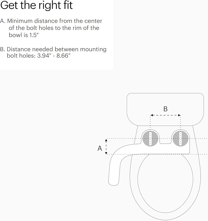 Brondell Fresh Spa Adjustable, Bidet Attachment FSA-15 for Toilet Seats with Adjustable Single Nozzle, Side Arm Control, Thin Profile, White (Ambient Temperature)