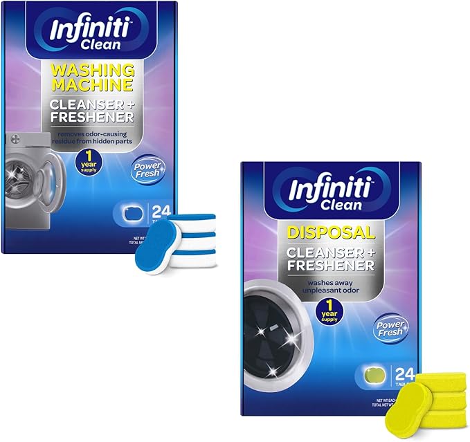 Washing Machine and Disposal Cleaning Tablets 48 Pack - Washer Machine Cleaner Tablets for Top Loader - Kitchen Sink Cleaner And Deodorizer - 12 Month Supply