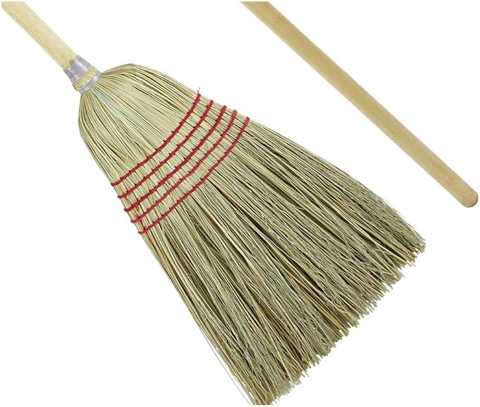 Flagged Bristle Parlor Broom Maid Broom with Wooden Handle