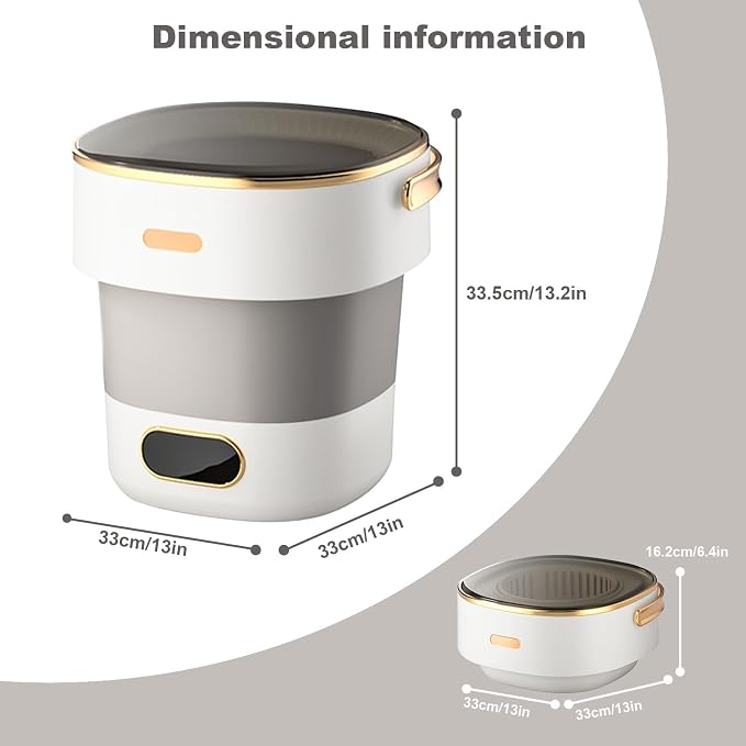Garvee 13L Mini Portable Washing Machine and Dryer, Folding Compact Small Washer Fully Automatic 3 Cleaning Modes Collapsible Camping Washer for RV Dorm Travel Hotel Laundry